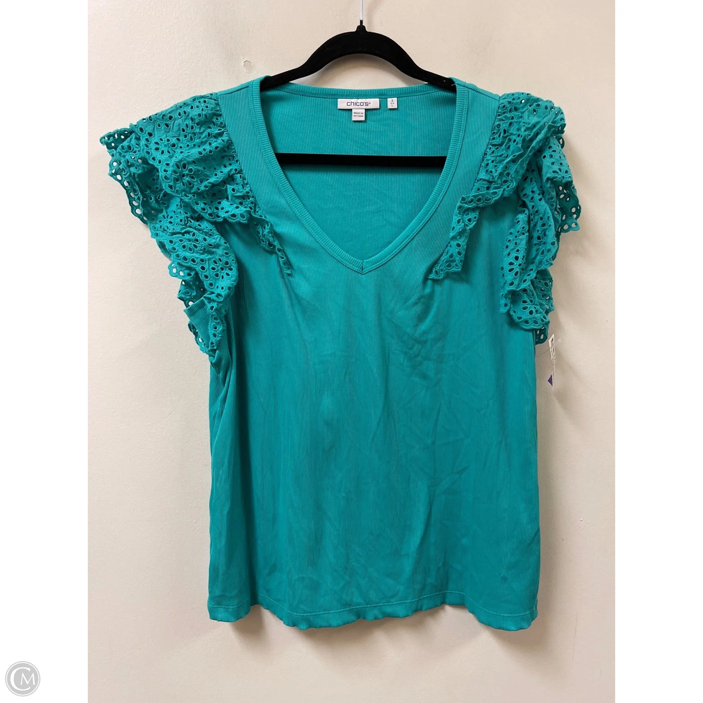 Top Short Sleeve By Chicos In Blue, Size: L