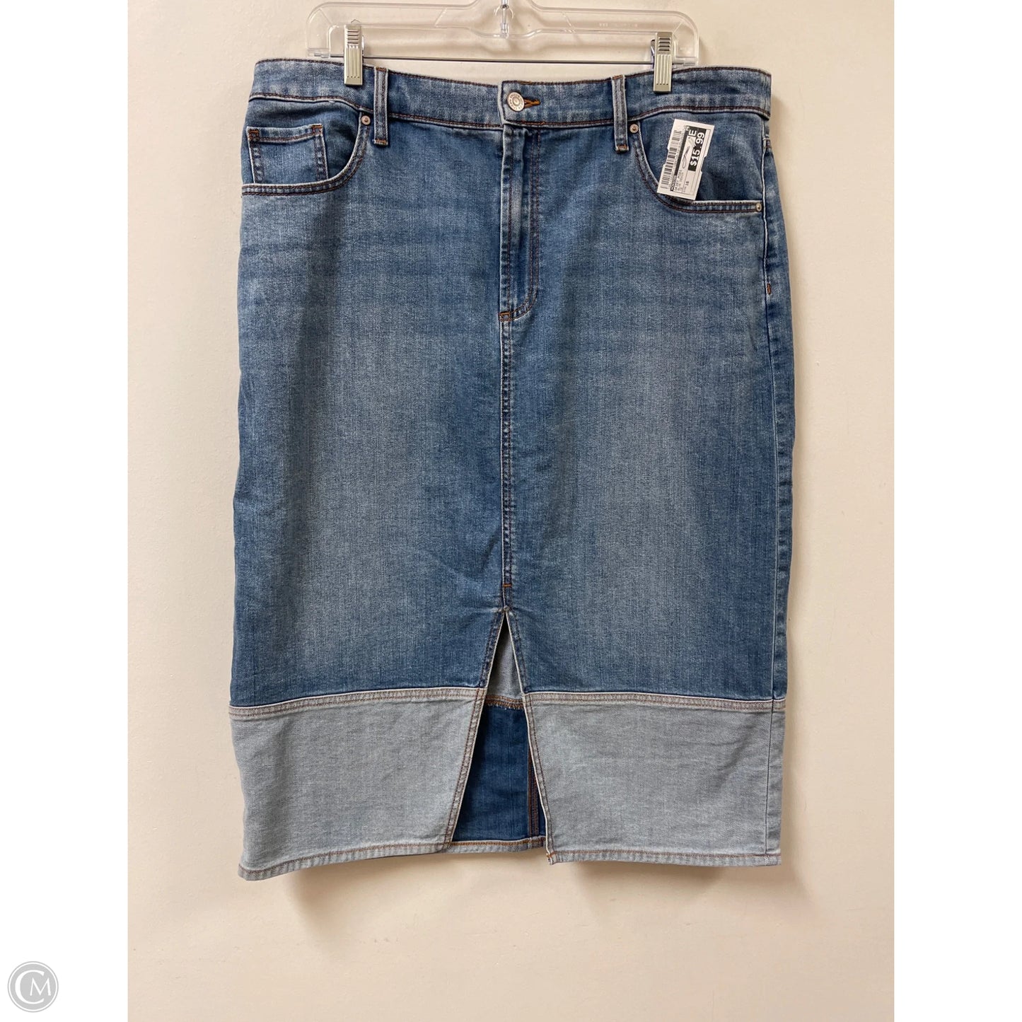 Skirt Midi By Chicos In Blue Denim, Size: 16
