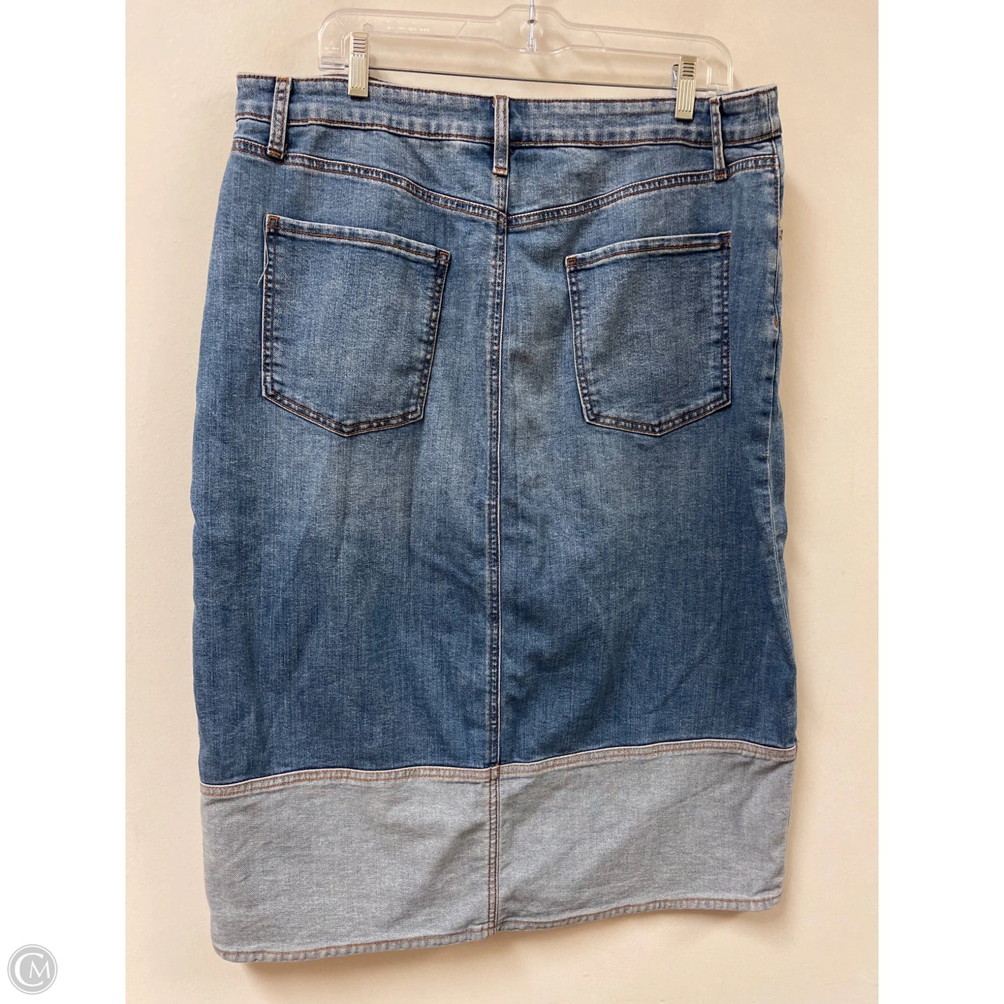 Skirt Midi By Chicos In Blue Denim, Size: 16
