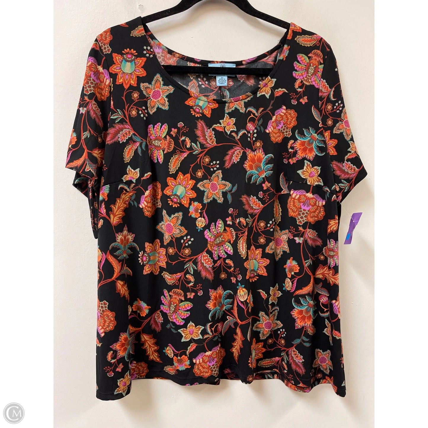 Top Short Sleeve By Cece In Black & Orange, Size: 2x
