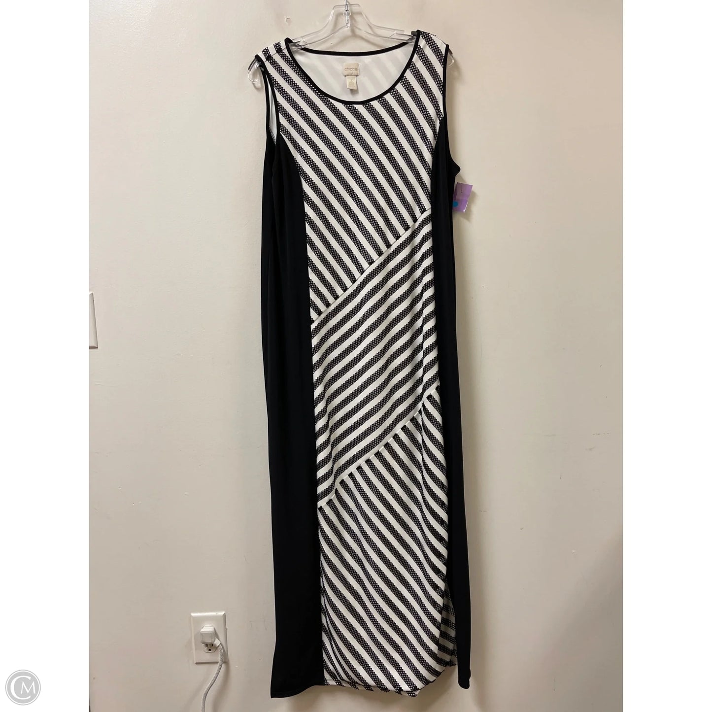 Dress Casual Maxi By Chicos In Black & White, Size: Xl