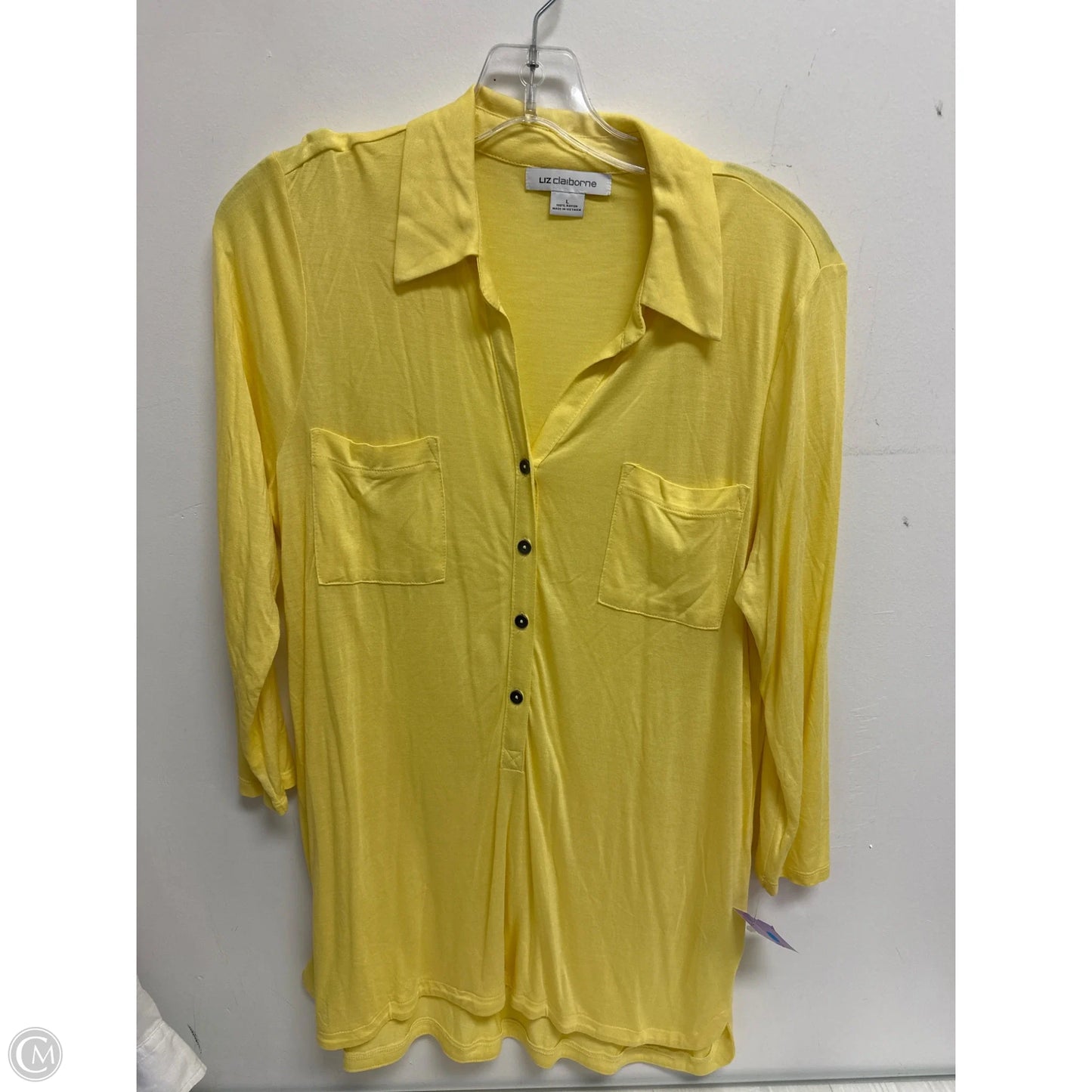 Top Long Sleeve By Liz Claiborne In Yellow, Size: L