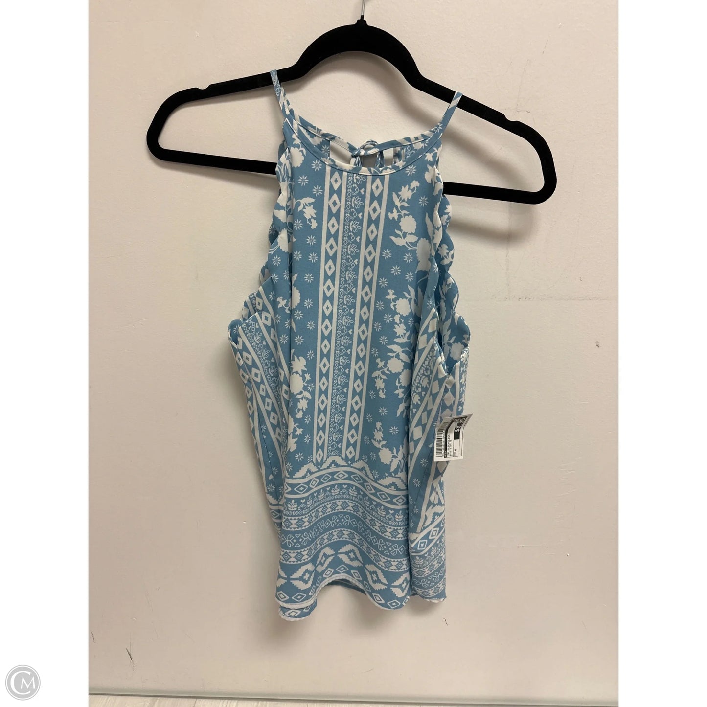 Top Sleeveless By E&m In Blue & White, Size: M