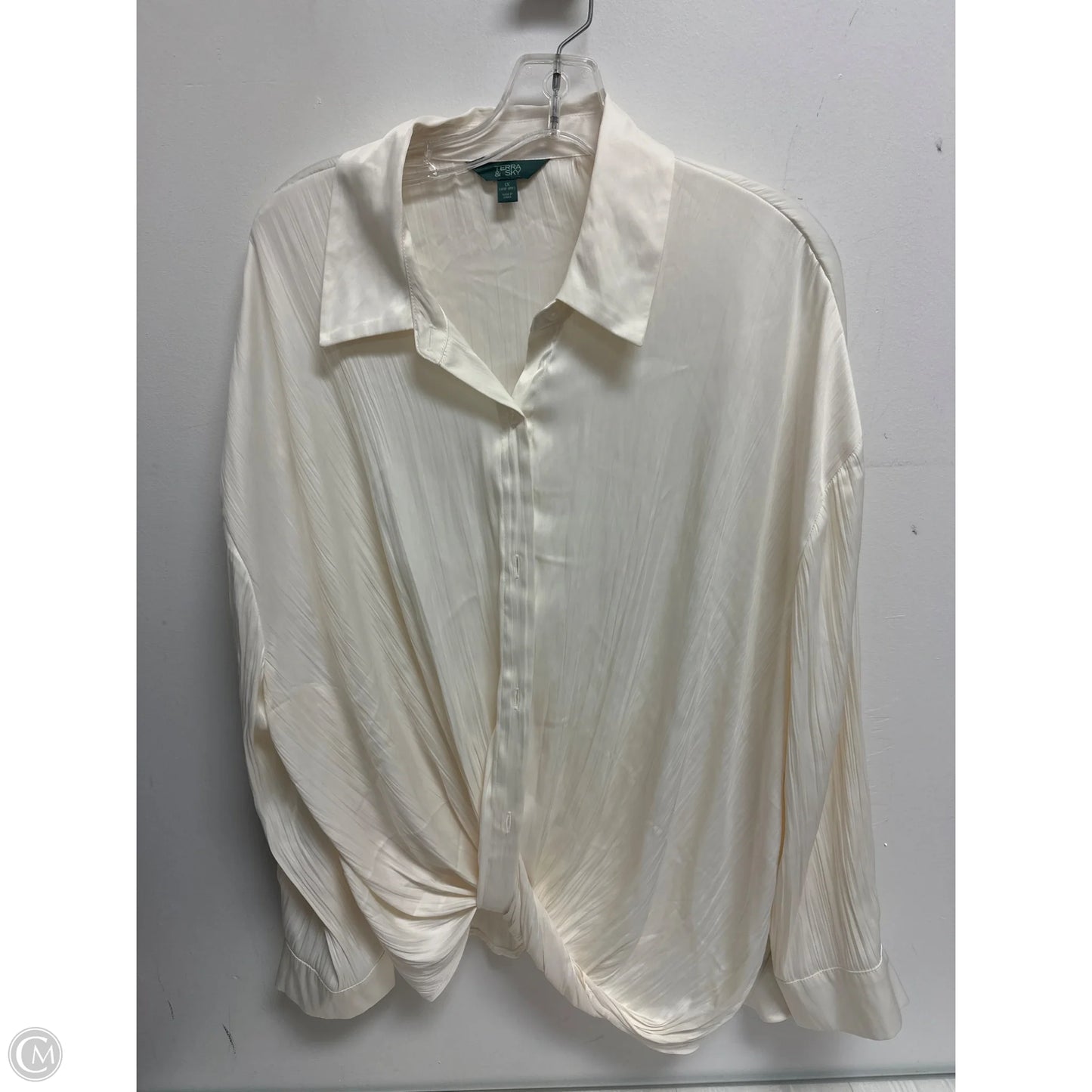 Blouse Long Sleeve By Terra & Sky In Cream, Size: 1x
