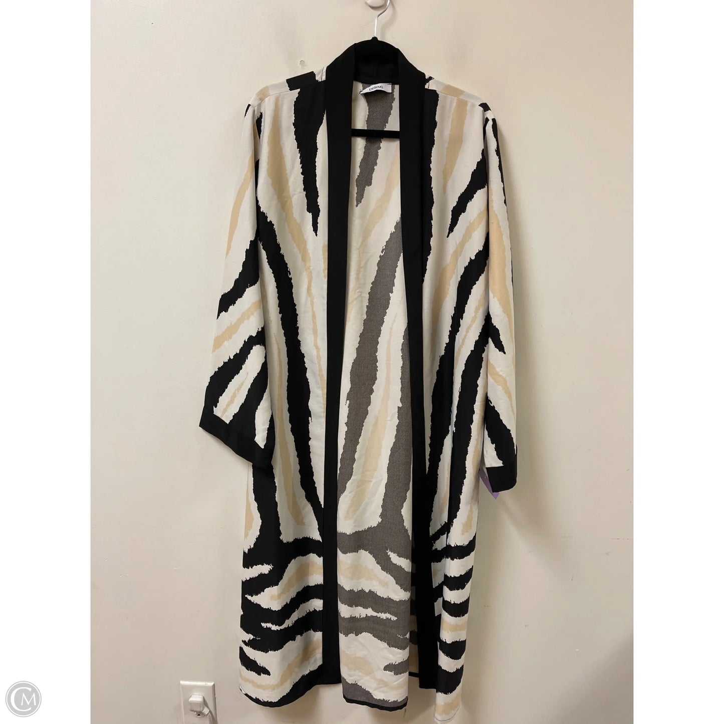 Kimono By Clothes Mentor In Black & Cream, Size: Xl