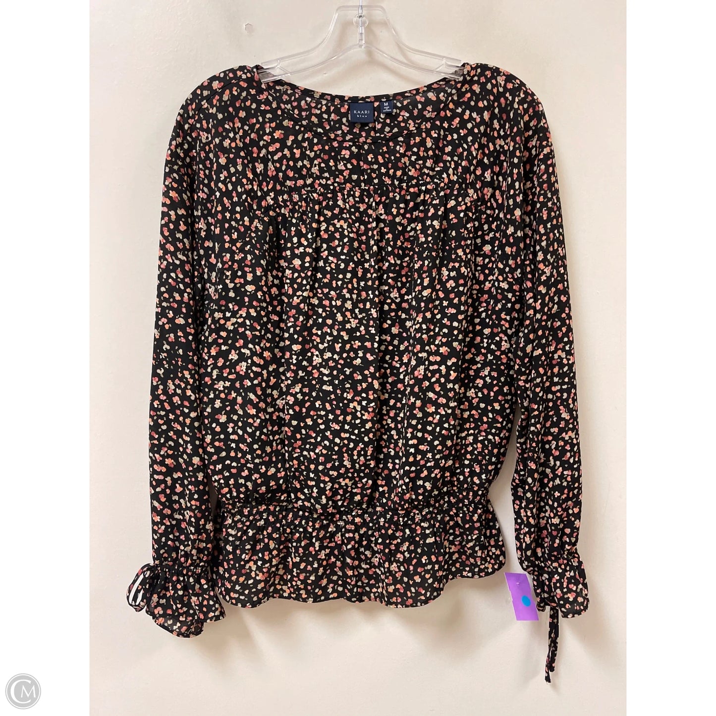 Top Long Sleeve By Kaari Blue In Black & Pink, Size: M