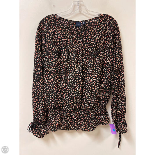 Top Long Sleeve By Kaari Blue In Black & Pink, Size: M