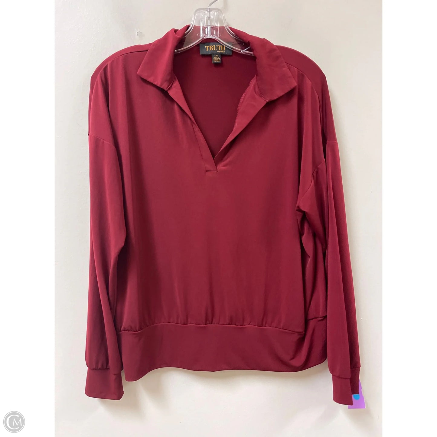 Top Long Sleeve By Truth In Red, Size: L