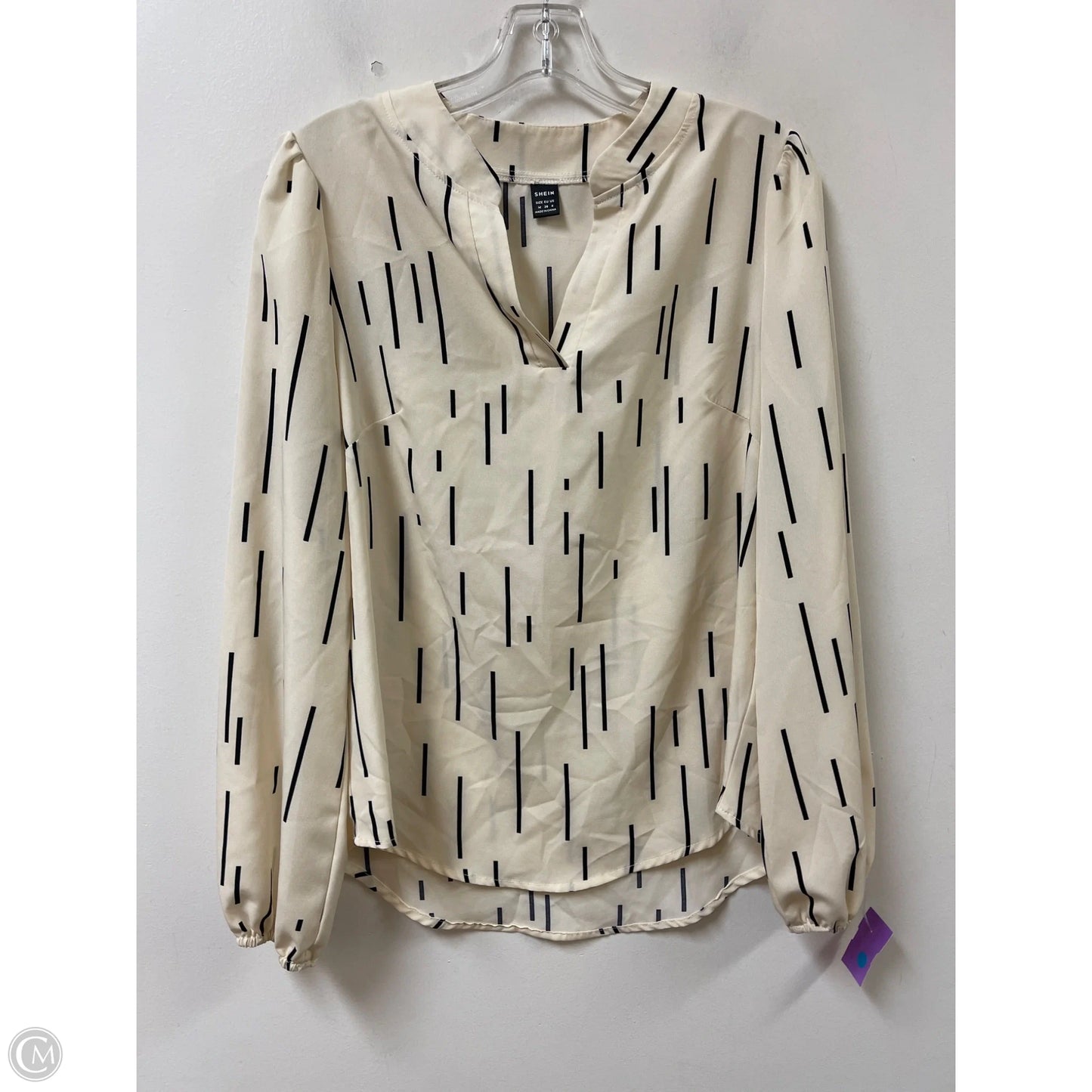 Top Long Sleeve By Shein In Black & Cream, Size: M