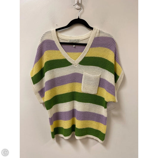 Sweater Short Sleeve By Clothes Mentor In Purple & Yellow, Size: M