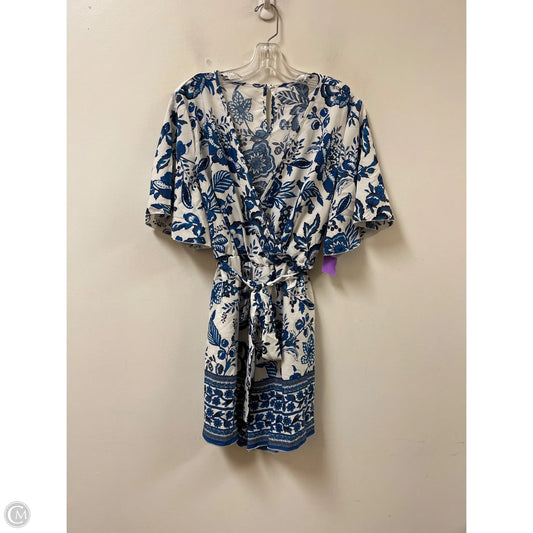 Romper By Clothes Mentor In Blue & White, Size: L
