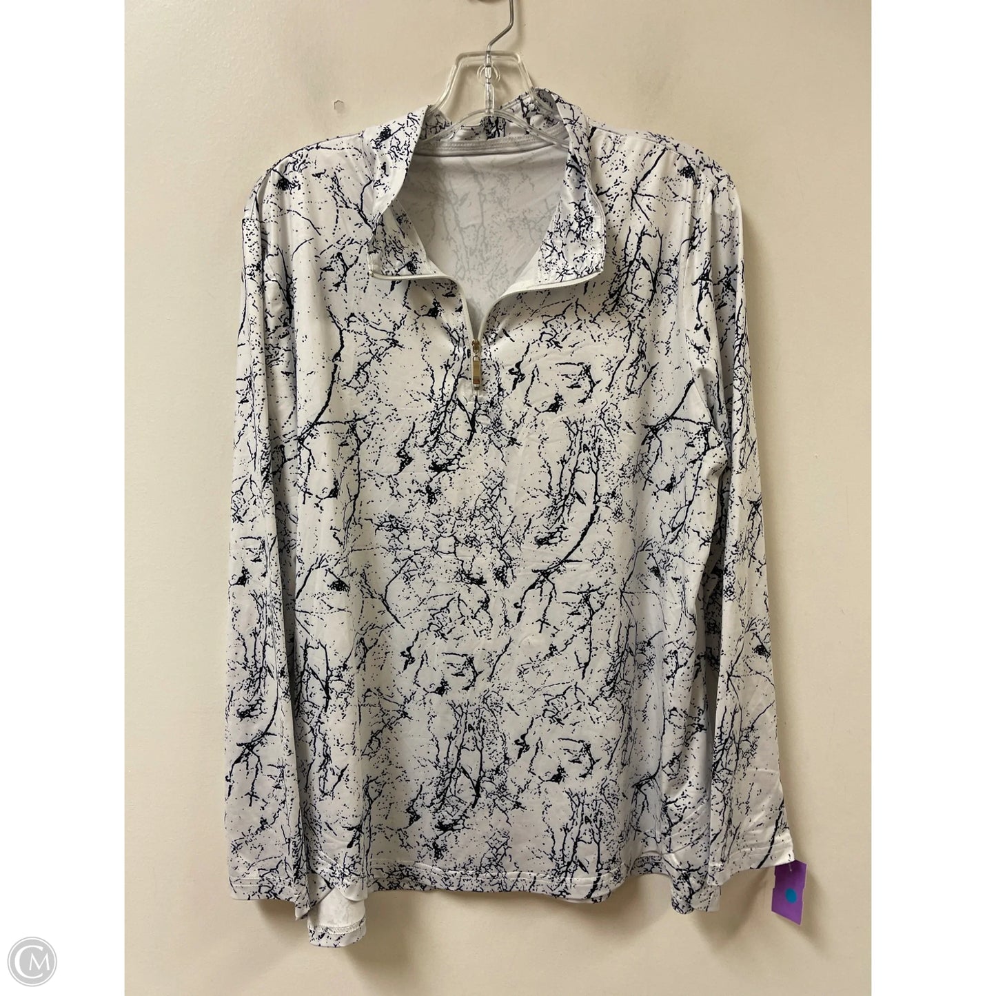 Athletic Top Long Sleeve Collar By Clothes Mentor In Black & White, Size: Xl