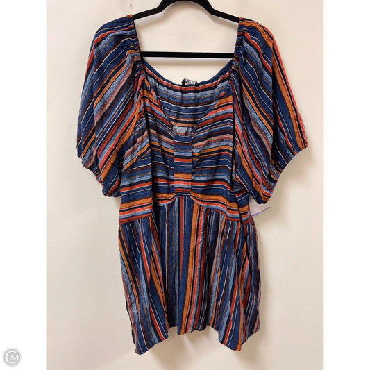 Top Short Sleeve By Bloomchic In Blue & Orange, Size: 4x
