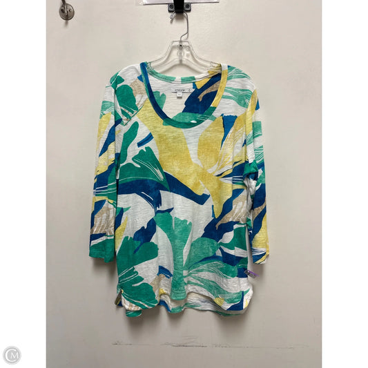 Top Long Sleeve By Chicos In Green & Yellow, Size: Xl