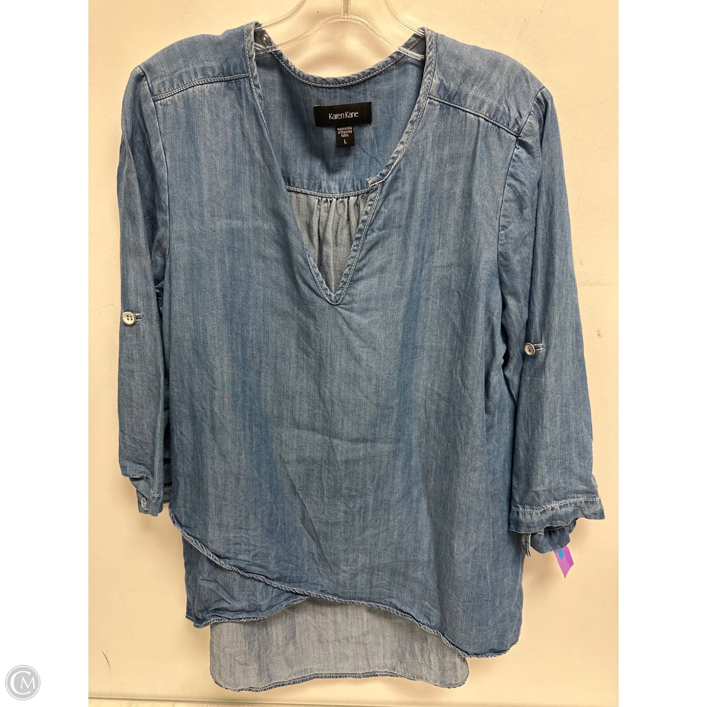 Top Long Sleeve By Karen Kane In Blue, Size: L