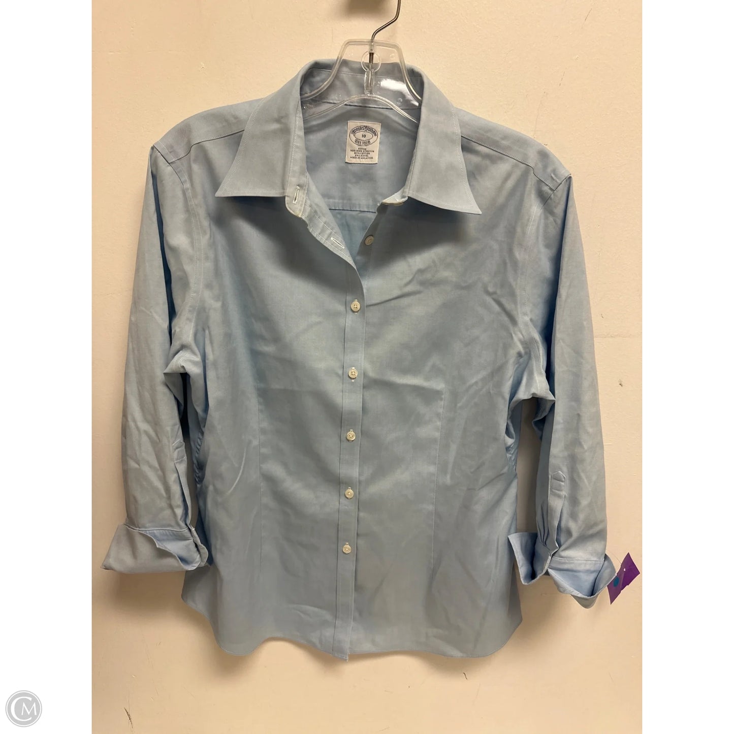 Blouse Long Sleeve By Brooks Brothers In Blue, Size: M