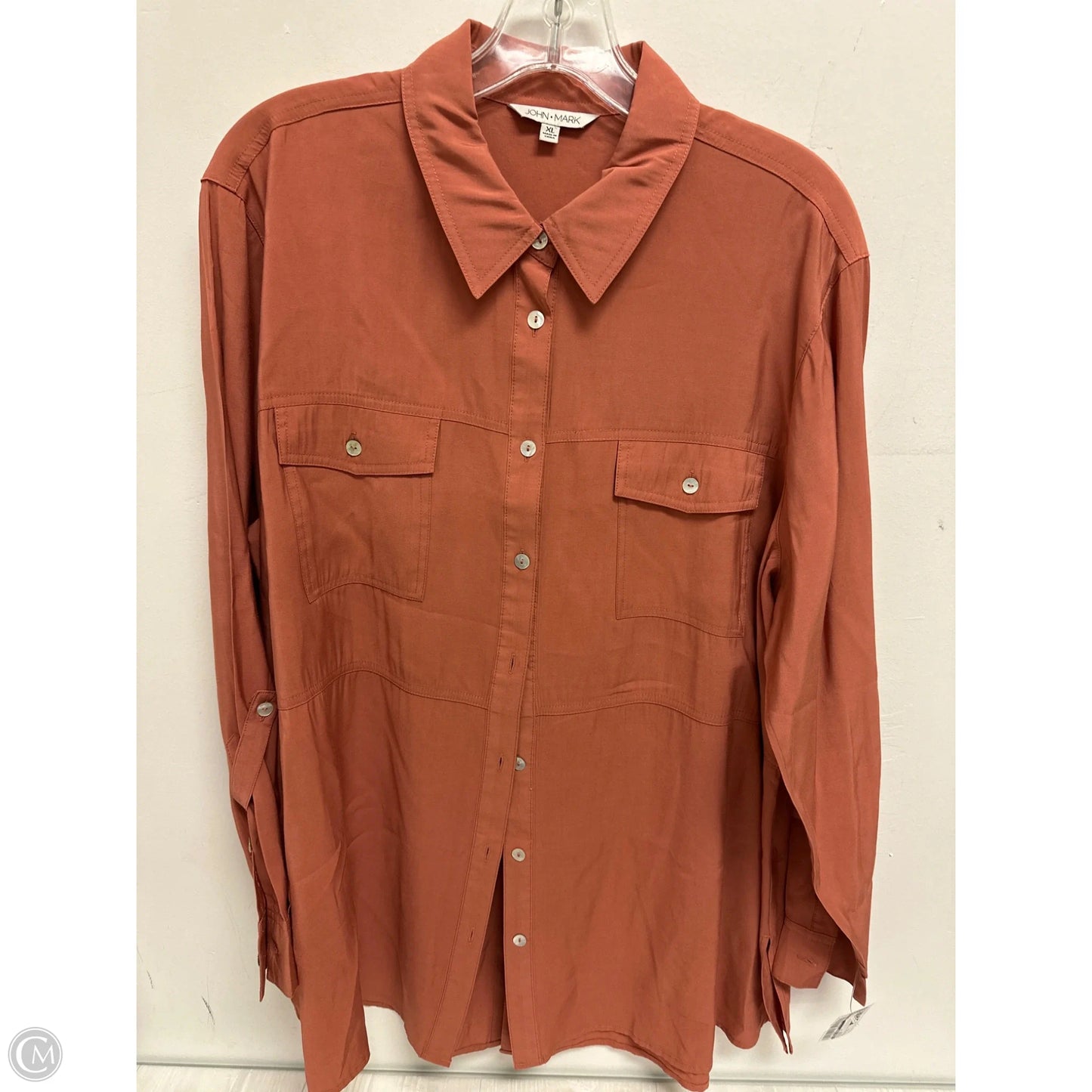 Blouse Long Sleeve By John Mark In Orange, Size: Xl
