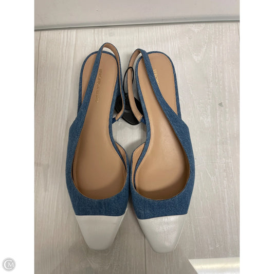 Sandals Heels Kitten By Veronica Beard In Blue & White, Size: 9.5