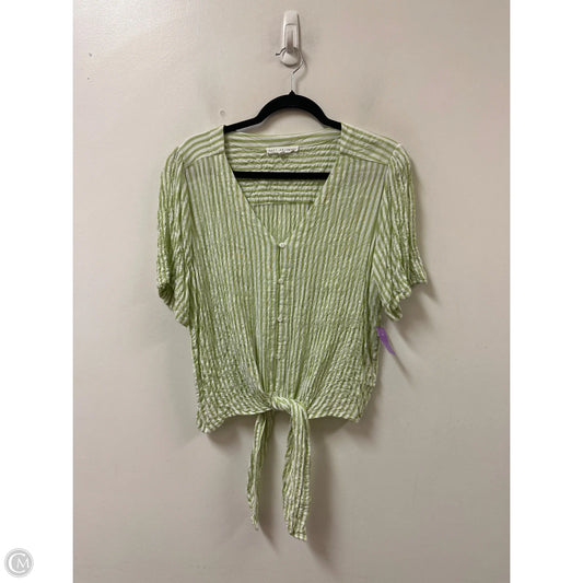 Blouse Short Sleeve By Jane And Delancey In Green & White, Size: M