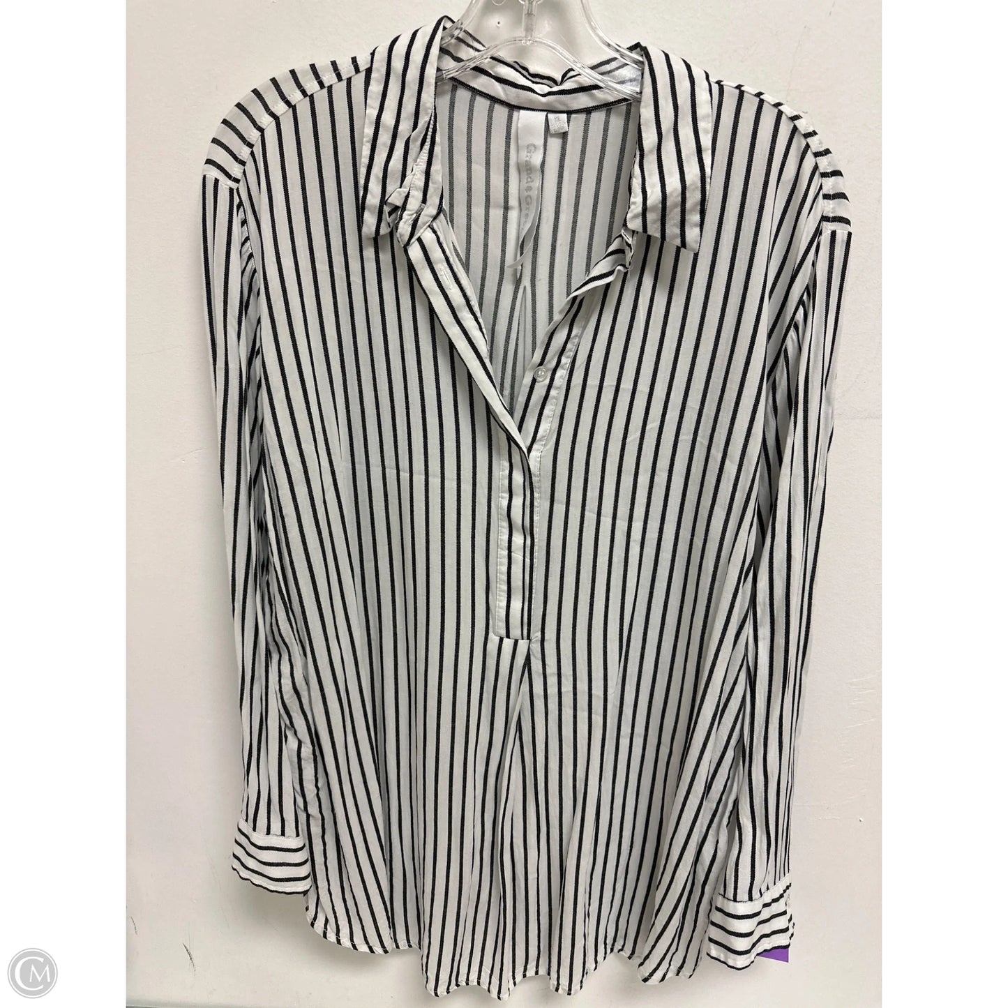 Blouse Long Sleeve By Grand And Greene In Black & White, Size: Xl