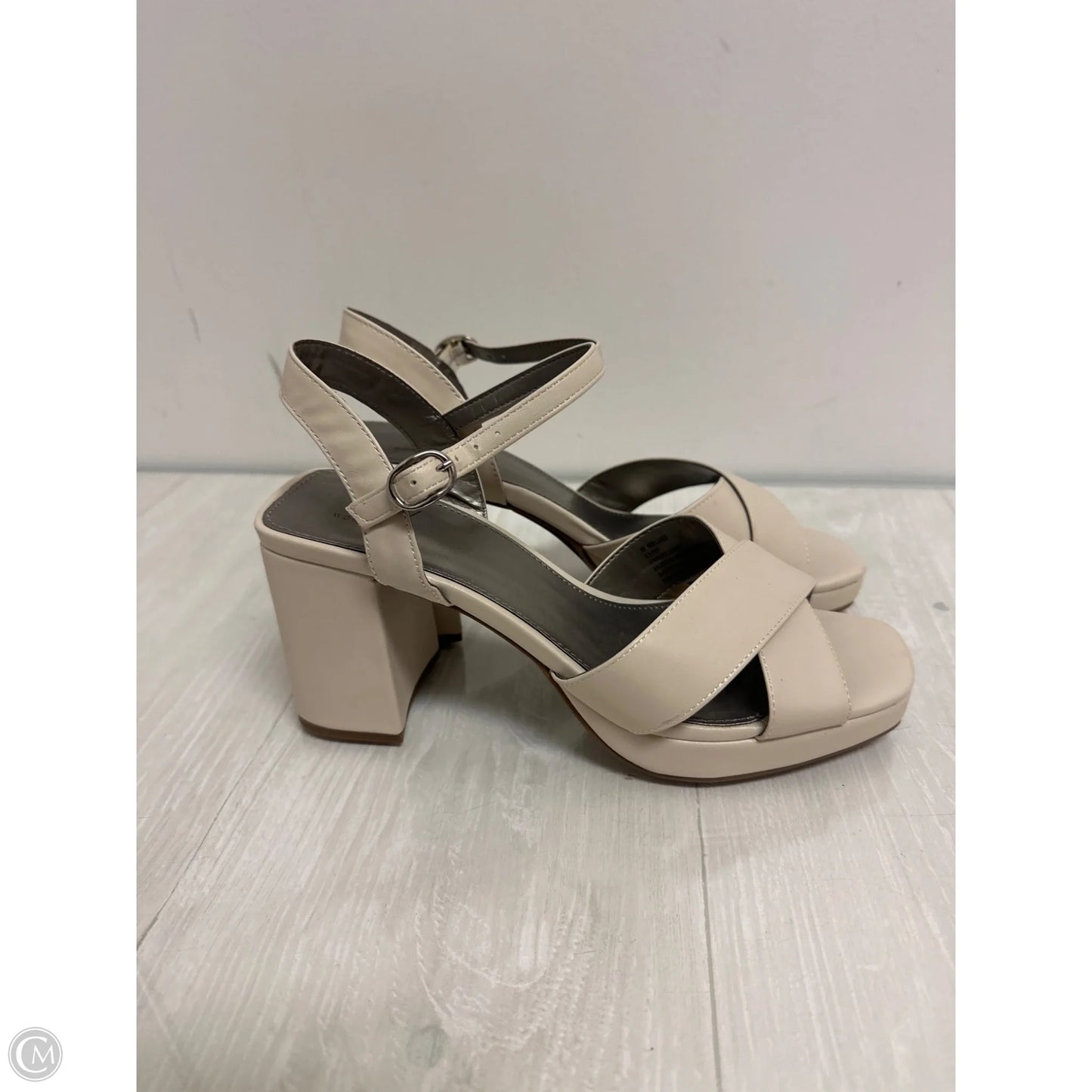 Sandals Heels Block By Worthington In Cream, Size: 9