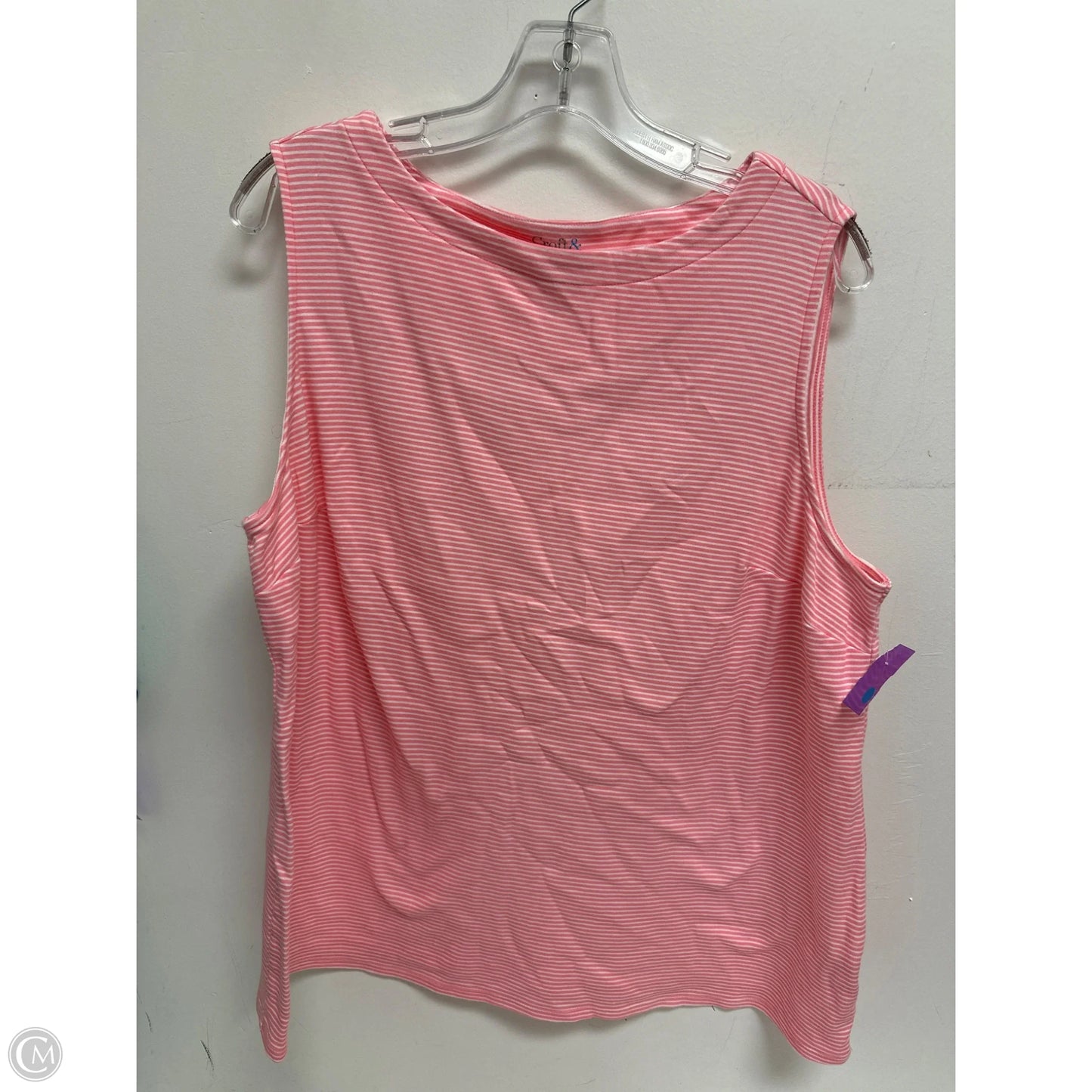Top Sleeveless By Croft And Barrow In Pink & White, Size: 1x