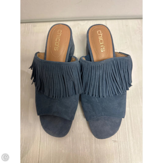 Sandals Heels Block By Chicos In Blue, Size: 8