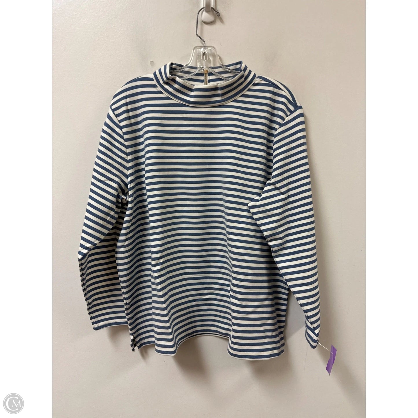 Top Long Sleeve By Talbots In Blue & White, Size: 2x