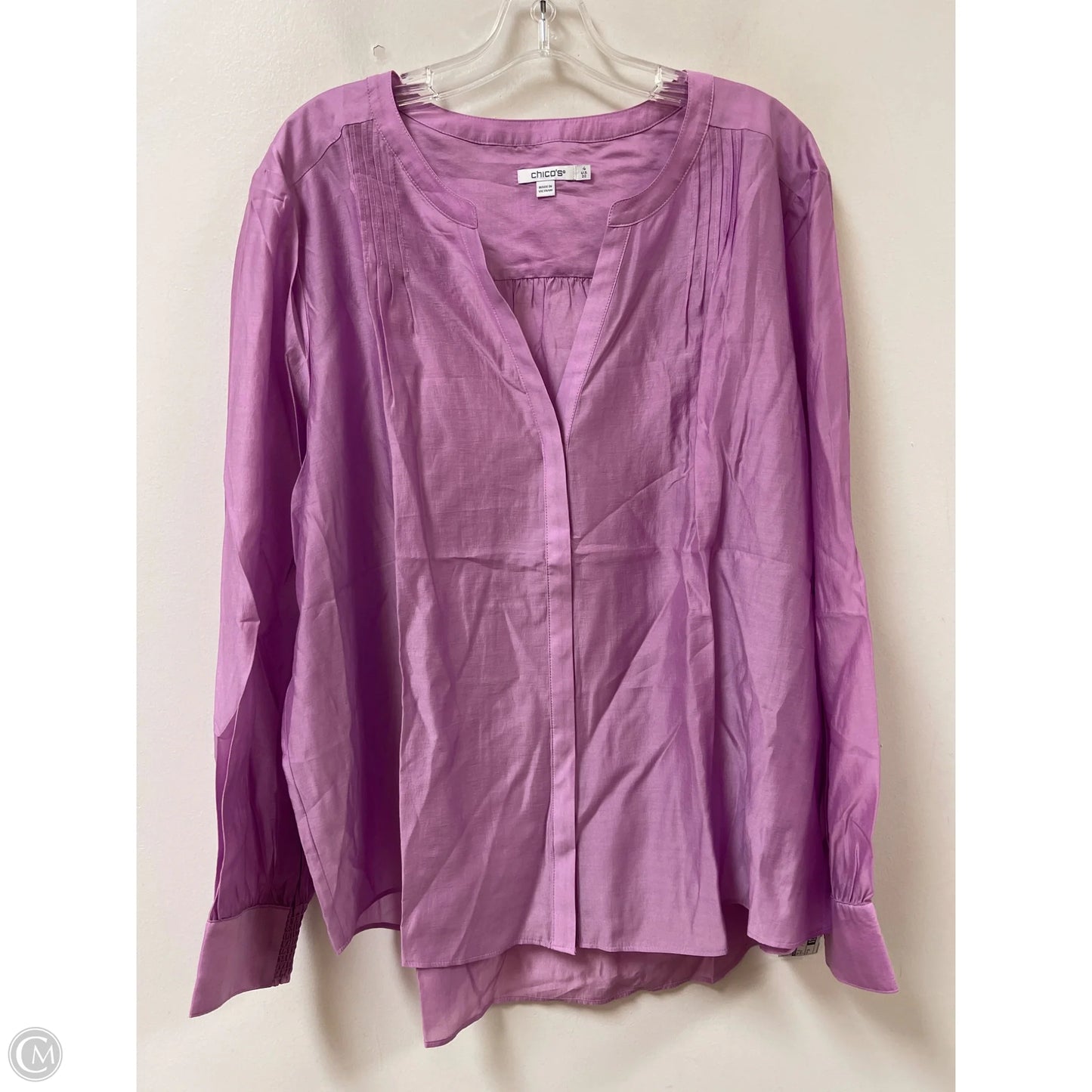 Top Long Sleeve By Chicos In Purple, Size: 1x