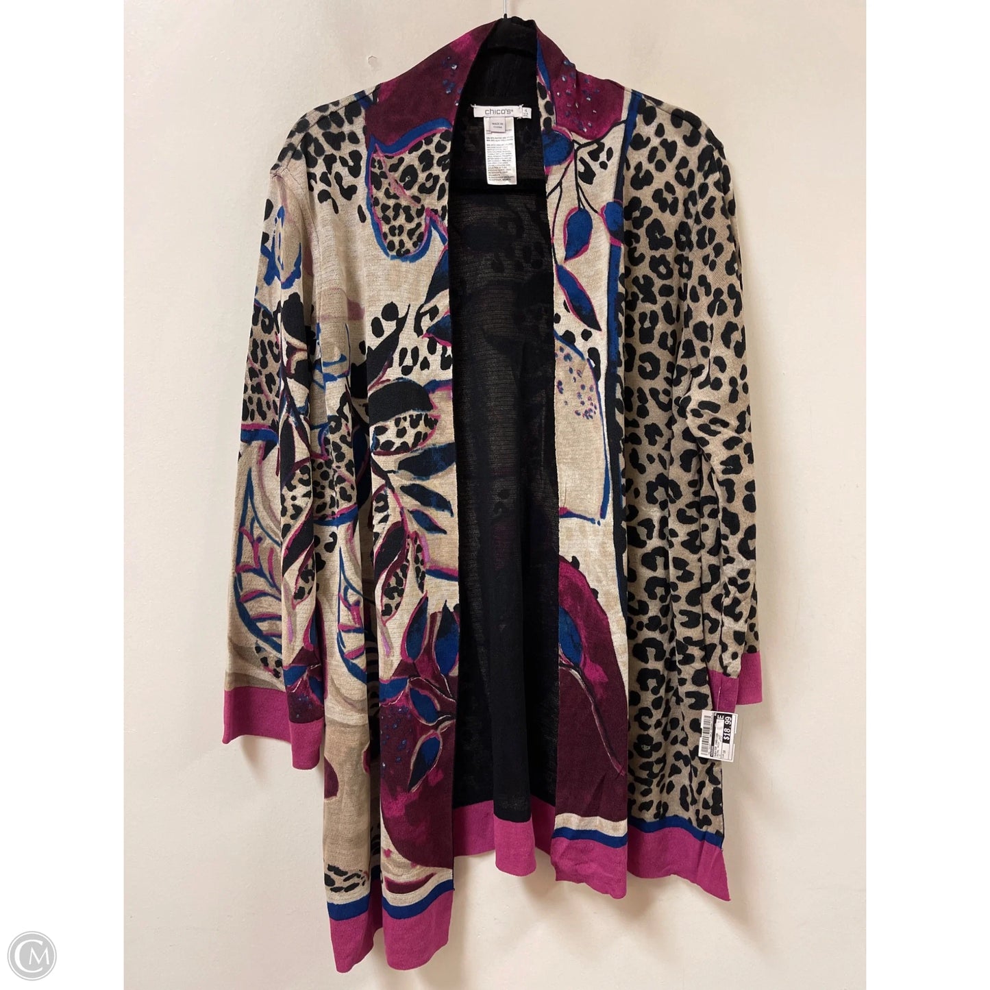 Sweater Cardigan By Chicos In Animal Print, Size: 1x