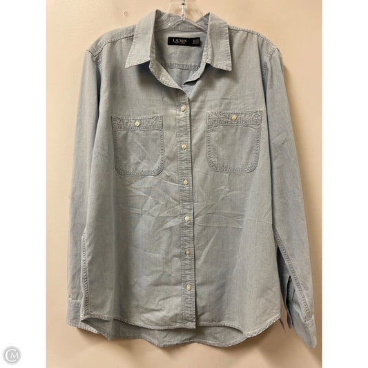 Blouse Long Sleeve By Lauren By Ralph Lauren In Blue, Size: Xl