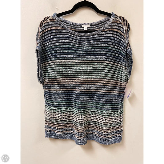 Sweater Short Sleeve By Pure Jill In Blue & Cream, Size: Sp