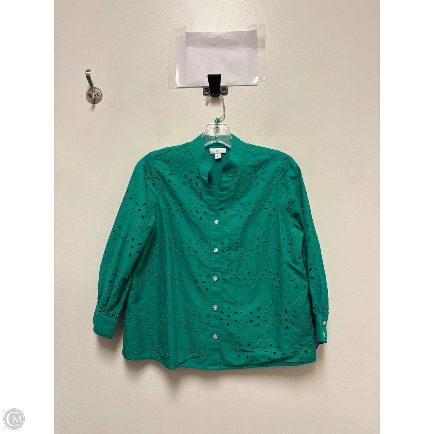 Blouse Long Sleeve By J. Jill In Green, Size: Xsp