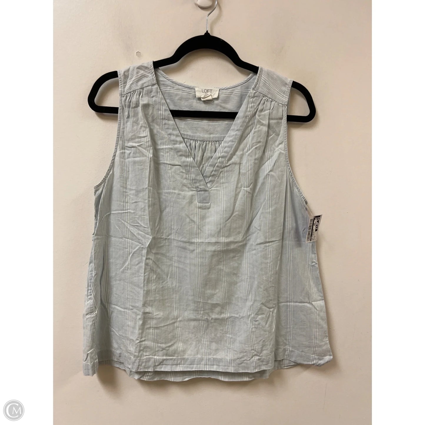 Top Sleeveless By Loft In Blue & White, Size: M
