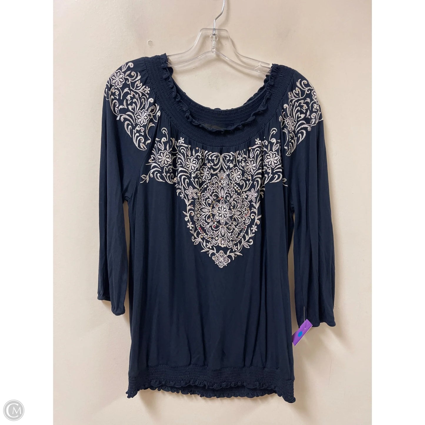 Top Long Sleeve By Inc In Navy, Size: Xl