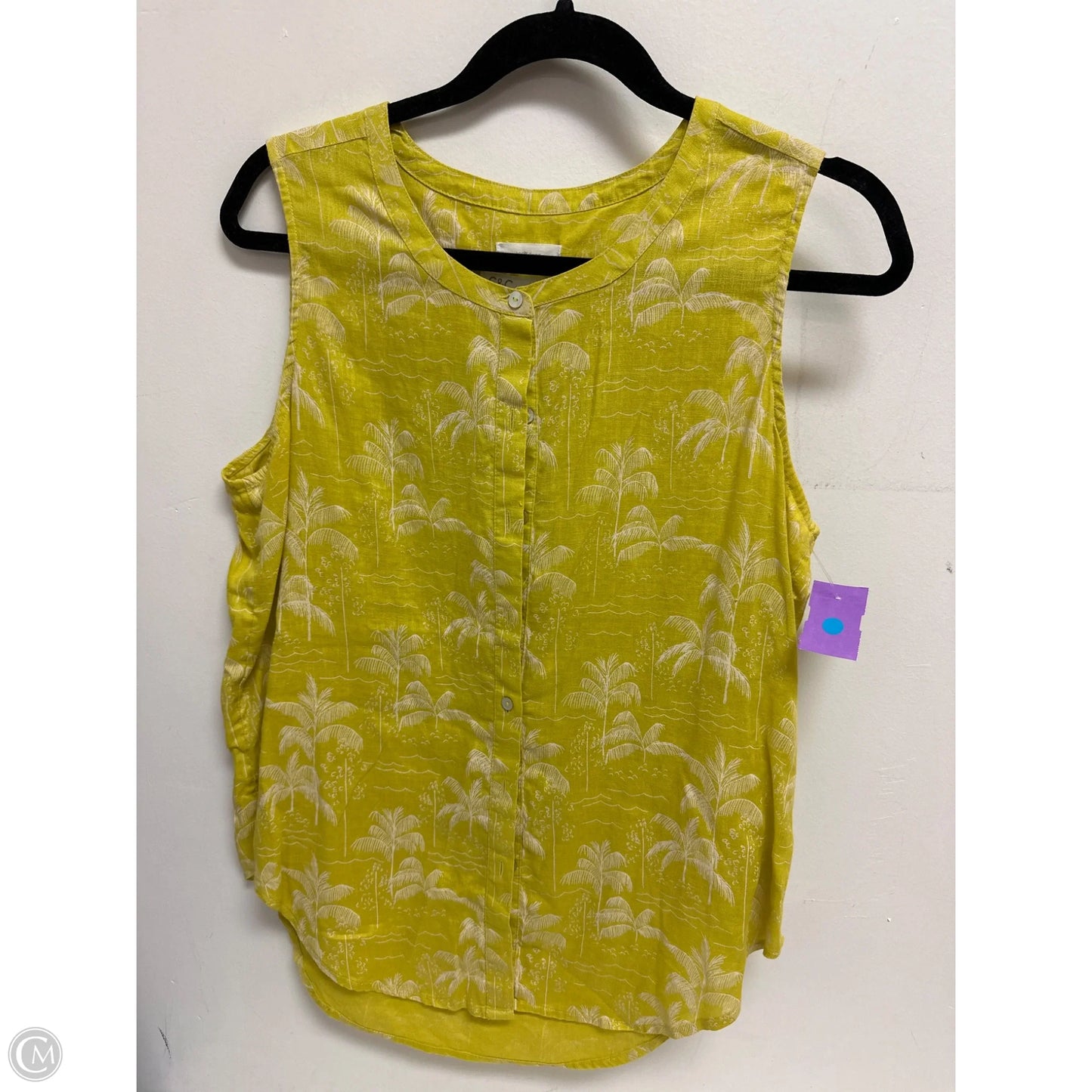 Top Sleeveless By C And C In Yellow, Size: S