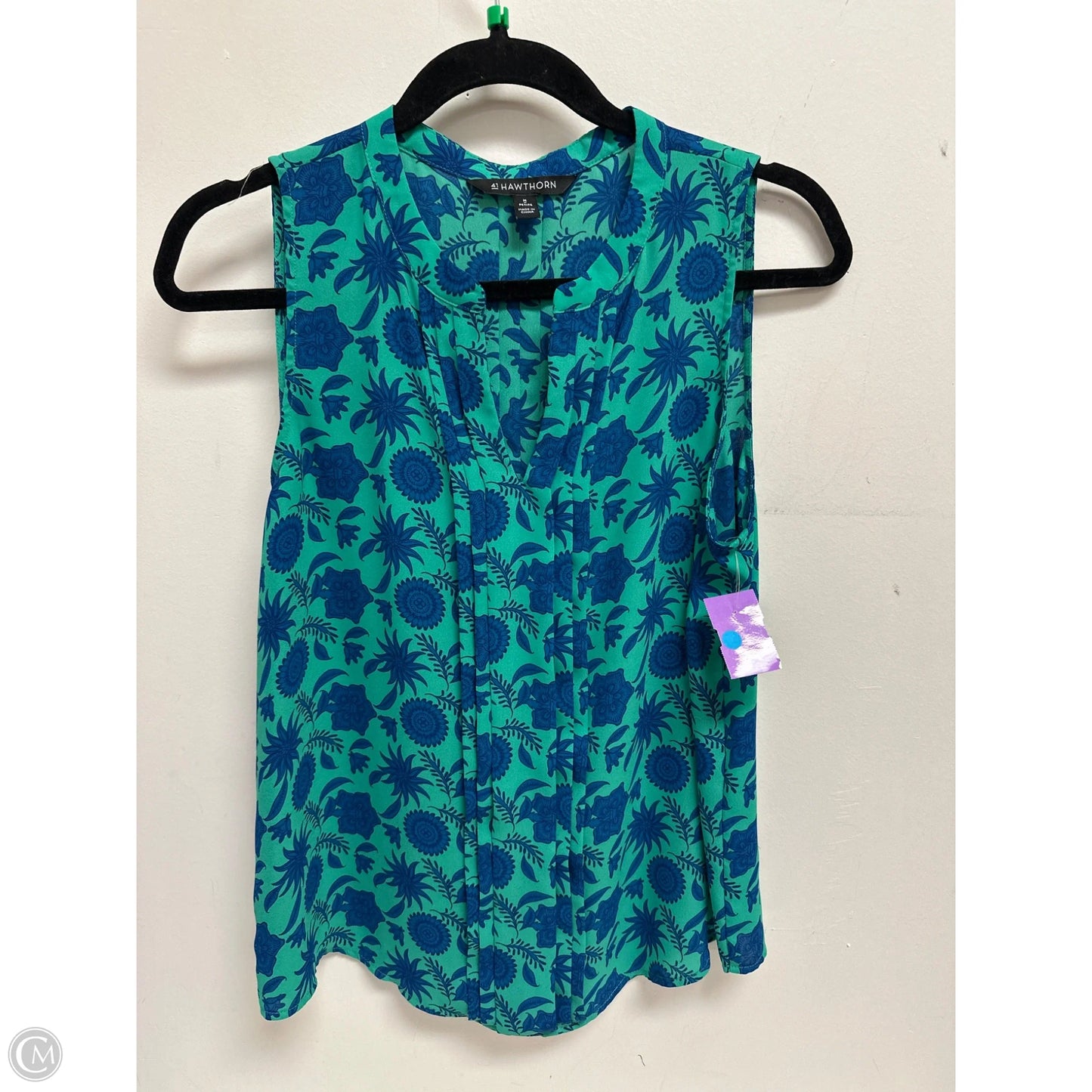Top Sleeveless By 41 Hawthorn In Blue & Green, Size: Mp