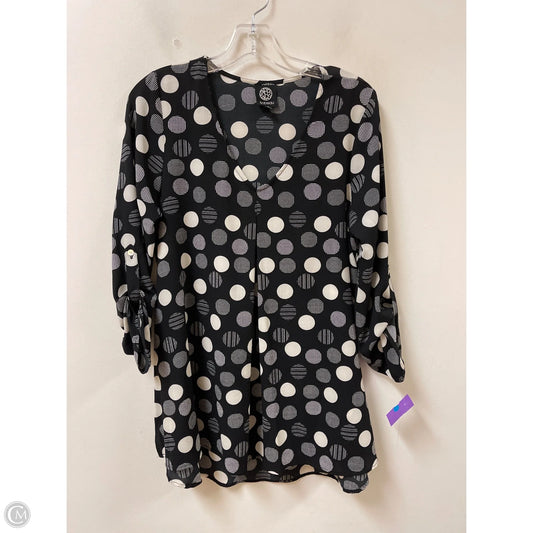 Top Long Sleeve By Bobeau In Black & White, Size: S
