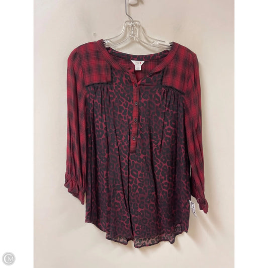 Top Long Sleeve By Intro In Black & Red, Size: S