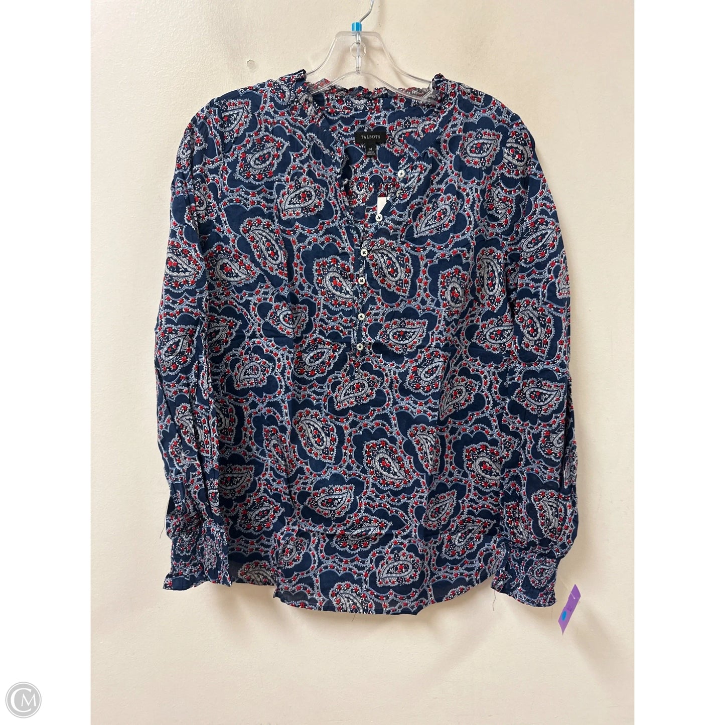 Top Long Sleeve By Talbots In Blue & Red, Size: M