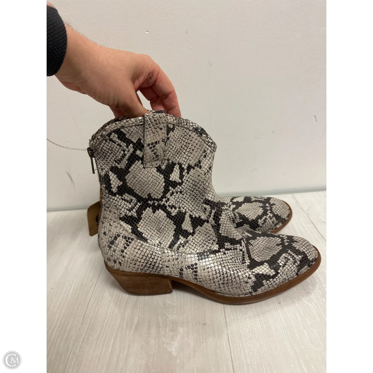 Boots Ankle Heels By Born In Snakeskin Print, Size: 9.5
