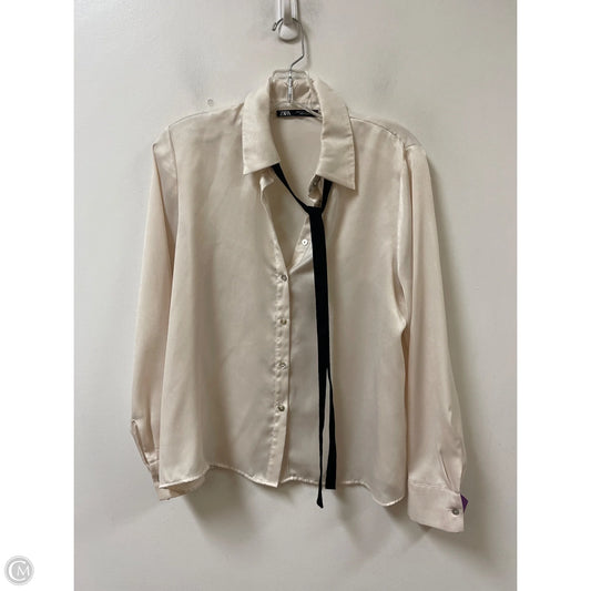 Blouse Long Sleeve By Zara In Cream, Size: S