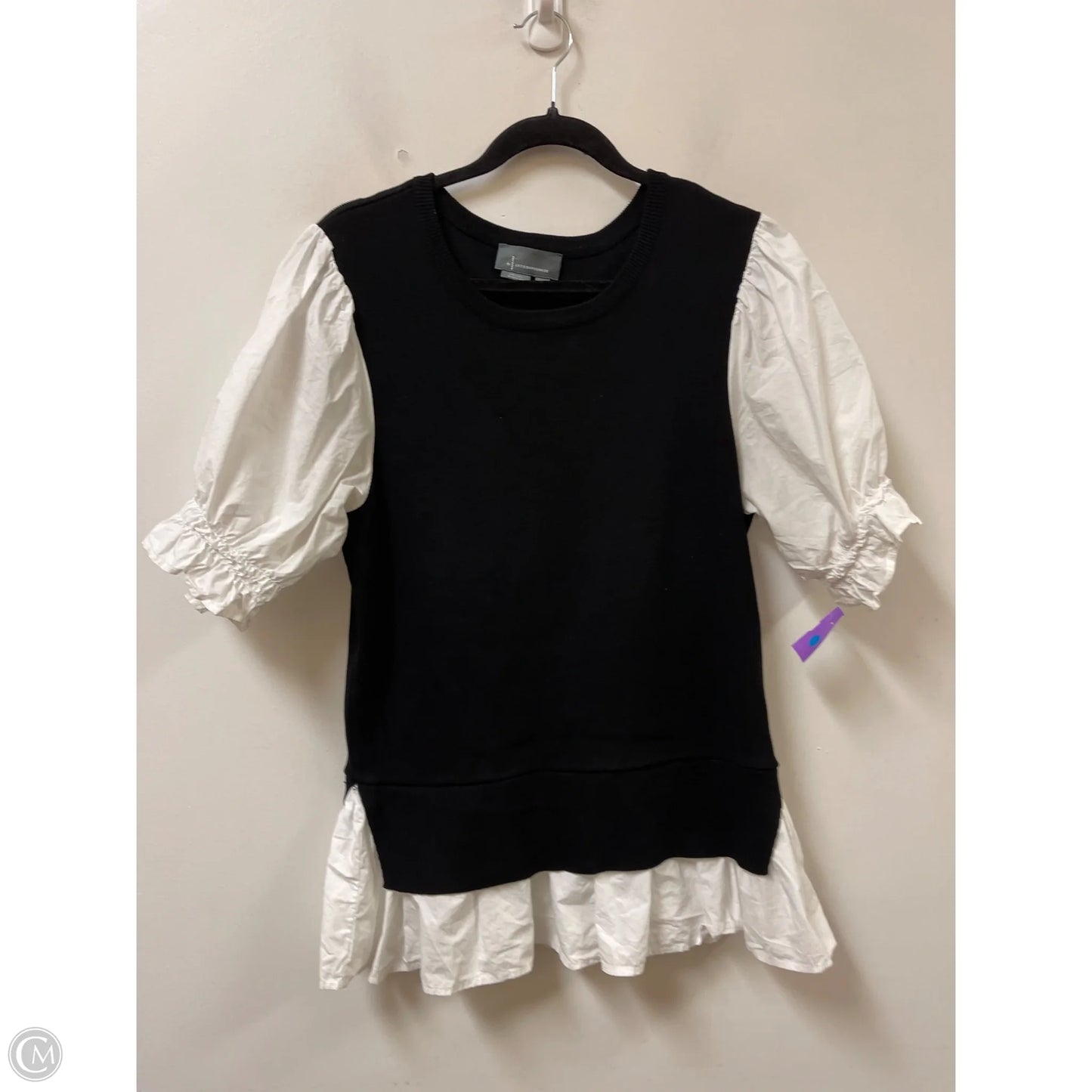 Top Short Sleeve By Anthropologie In Black & White, Size: 1x