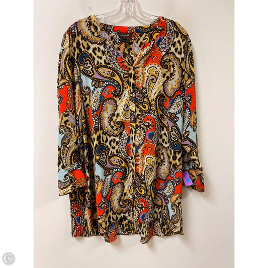 Blouse Long Sleeve By Multiples In Multi-colored, Size: L