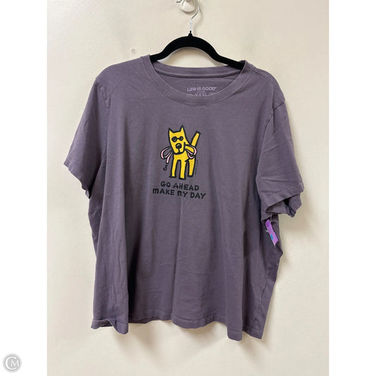 Top Short Sleeve By Life Is Good In Purple, Size: 2x