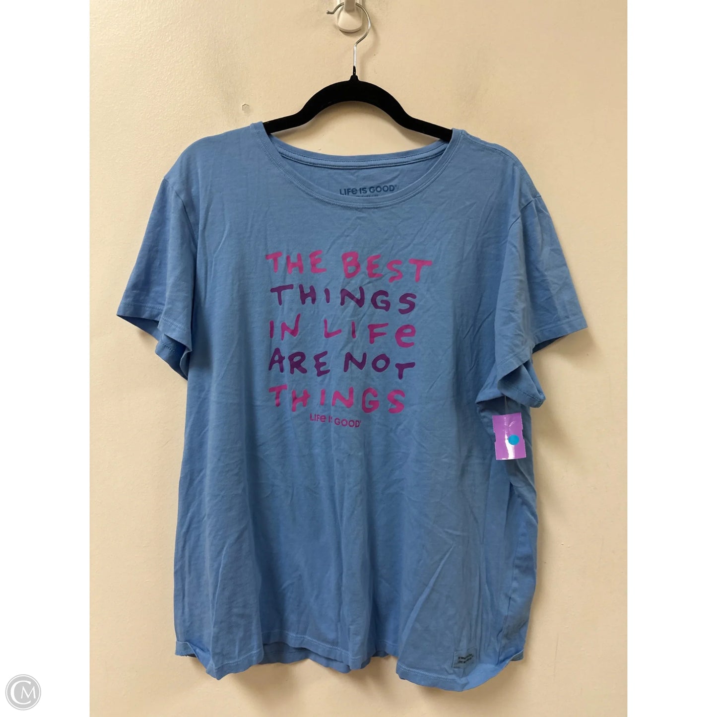 Top Short Sleeve By Life Is Good In Blue, Size: 1x