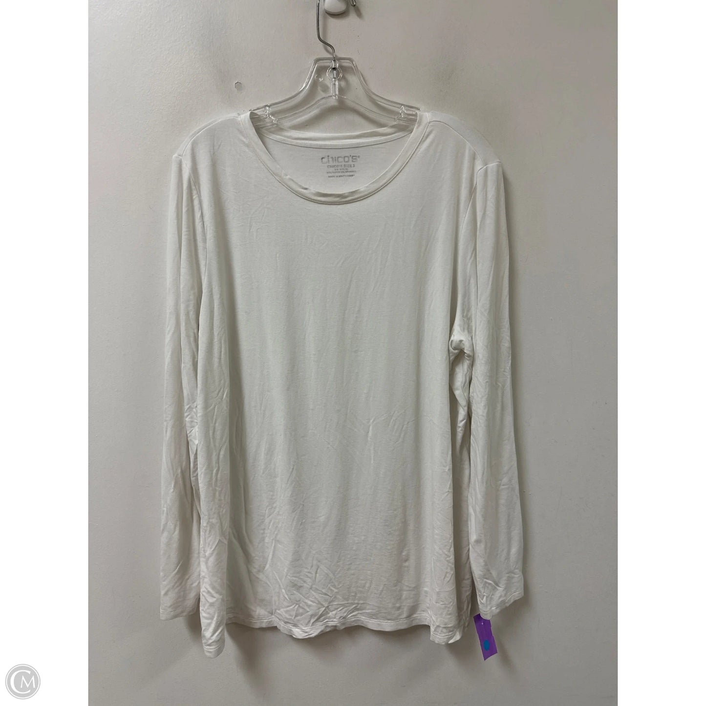 Top Long Sleeve By Chicos In White, Size: Xl