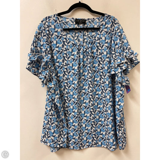 Top Short Sleeve By Lane Bryant In Blue & White, Size: 3x