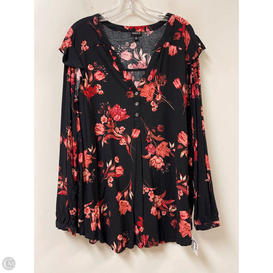 Top Long Sleeve By Torrid In Black & Red, Size: 4x