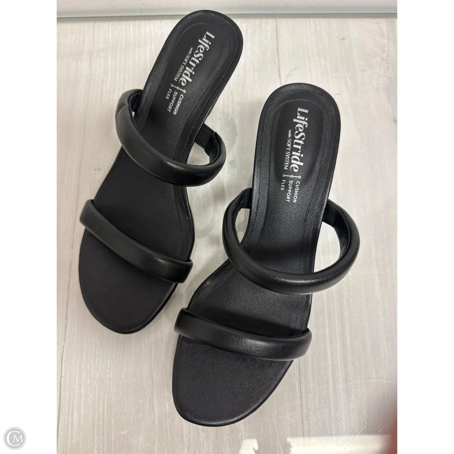 Sandals Heels Kitten By Life Stride In Black, Size: 6.5